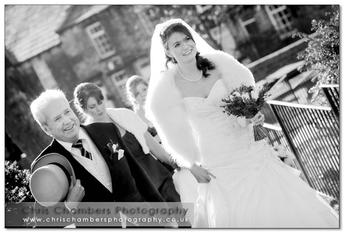 Michelle arrives at Church. Wedding photographer Leeds